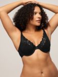 AND/OR Wren Lace Full Support Underwired Plunge Bra, E-G Cup Sizes, Black