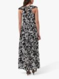 French Connection Floral Drape Strappy Dress, Black/Summer White