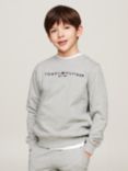 Tommy Hilfiger Kids' Essential Organic Cotton Logo Sweatshirt, Light Grey Heather