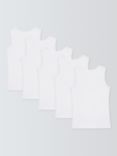 John Lewis Kids' Cotton Singlet Vests, Pack of 5, White
