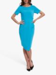 Gina Bacconi Lilianna Crepe Asymmetric Dress, Summer Turquoise