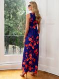 HotSquash Floral Print Empire Waist Maxi Dress, Blue/Multi