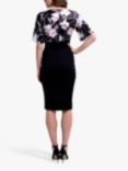 HotSquash Emma Button Waist Floral Print Pencil Dress, Black/Multi