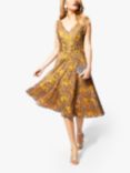 HotSquash Floral Lace V-Neck Dress, Mustard