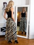 HotSquash Roll Top Animal Print Maxi Skirt, Beige/Black