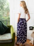 HotSquash Luxury Roll Top Abstract Print Maxi Skirt, Blue/White