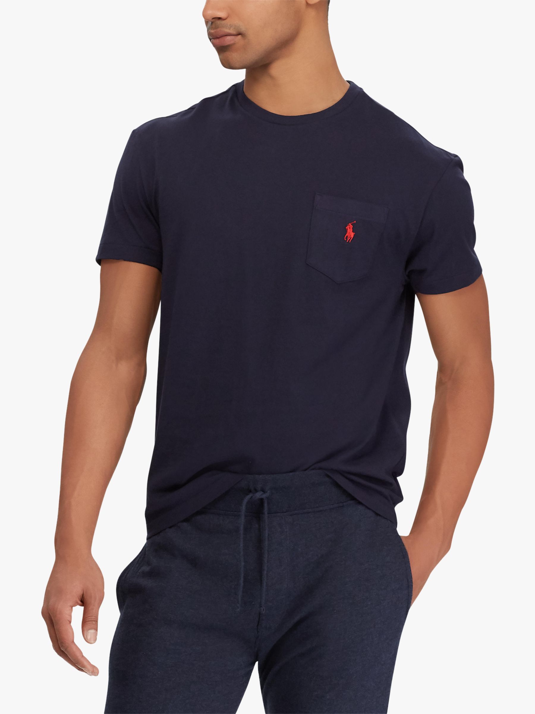familie overdrive Tage af Polo Ralph Lauren Big & Tall Classic Fit Jersey Pocket T-Shirt, Ink at John  Lewis & Partners
