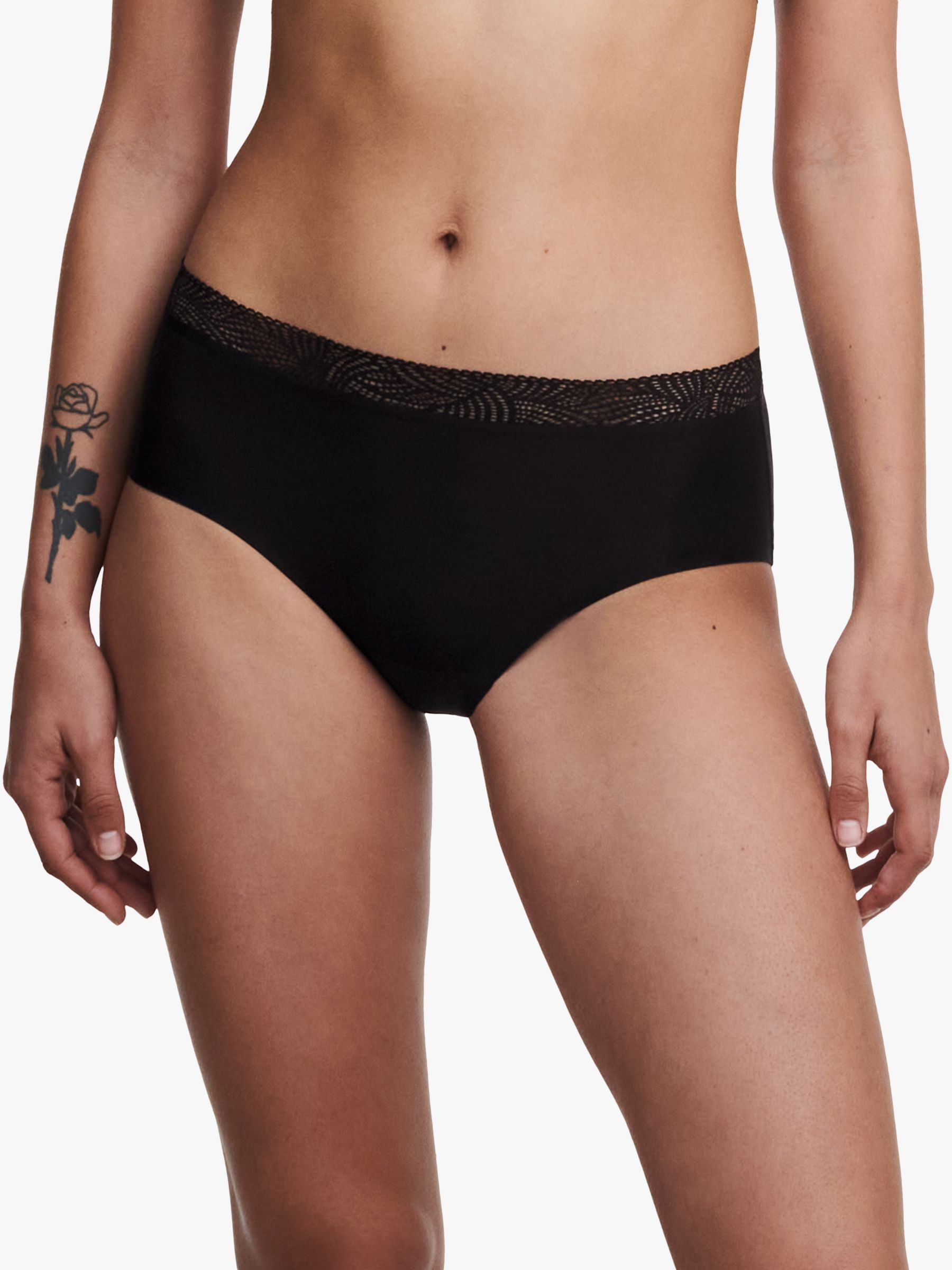 Chantelle Soft Stretch Lace Hipster Knickers, Black at John Lewis & Partners