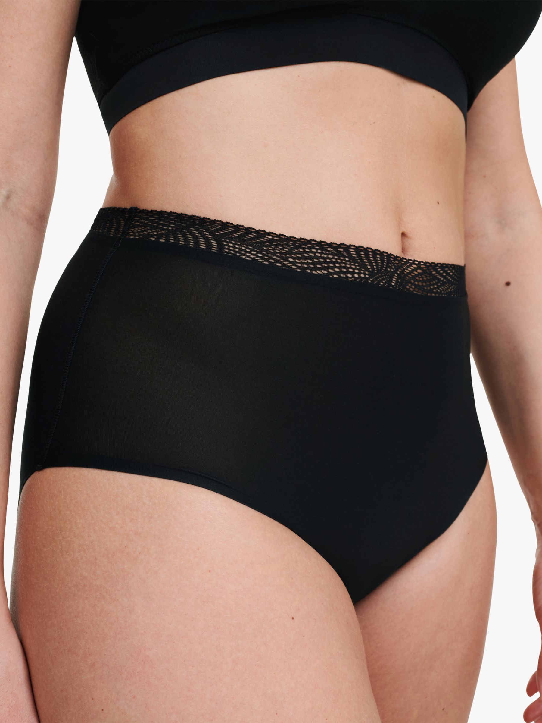 Chantelle Soft Stretch Lace High Waisted Knickers, Black at John Lewis &  Partners