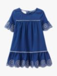 Crew Clothing Kids' Broderie Anglaise Dress, Blue, Blue