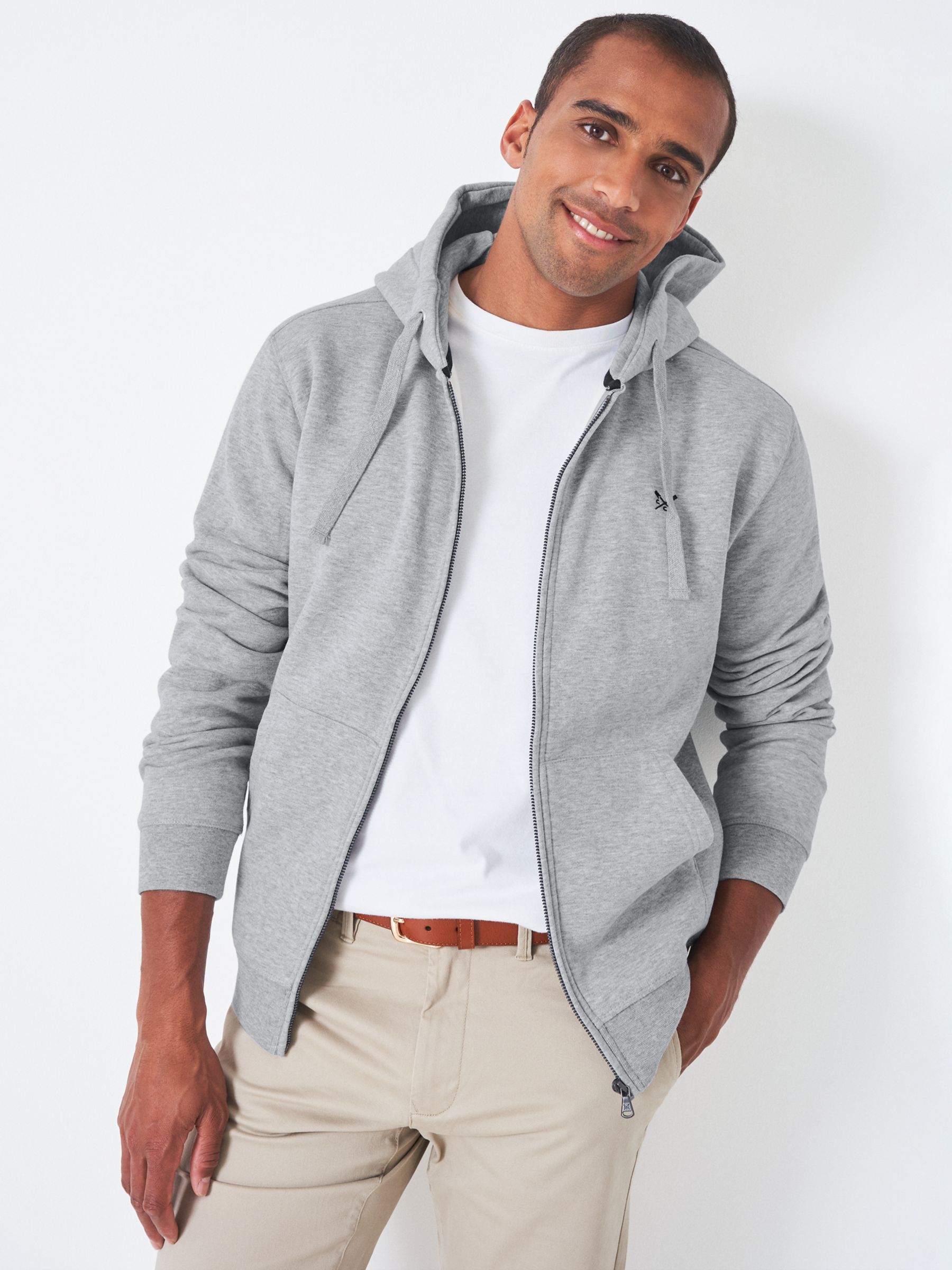 Relaxed Fit Zip-through hoodie - Grey marl - Men