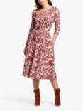 HotSquash Geo Blossom Print Asymmetric Neck Midi Dress, Red/Multi