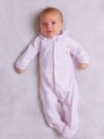 Trotters Lapinou Baby Jemma Organic Cotton Duck Appliqué Jersey Bodysuit, Pale Pink/White Stripe