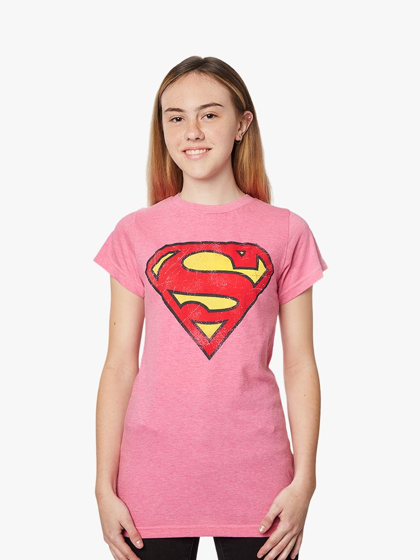 AIDS Adverteerder Kleverig Fabric Flavours Superman Logo Fitted T-Shirt, Pink at John Lewis & Partners