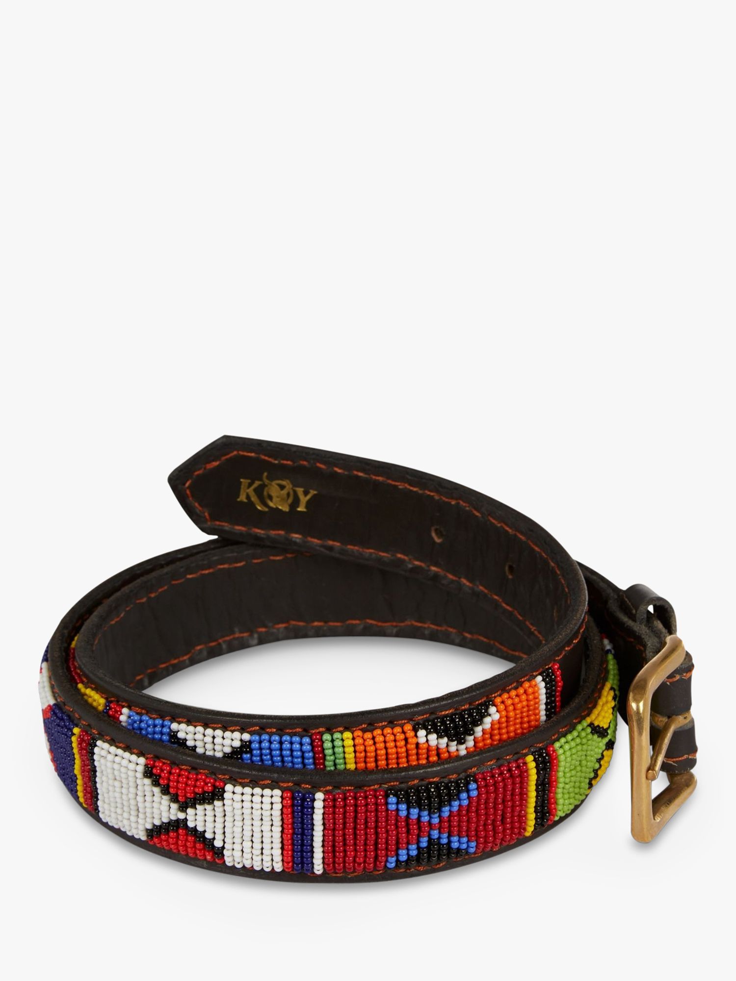 Koy Maasai Dunia Narrow Belt, Brown/Gold