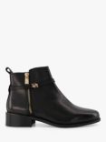 Dune Wide Fit Pap Leather Ankle Boots, Black-leather