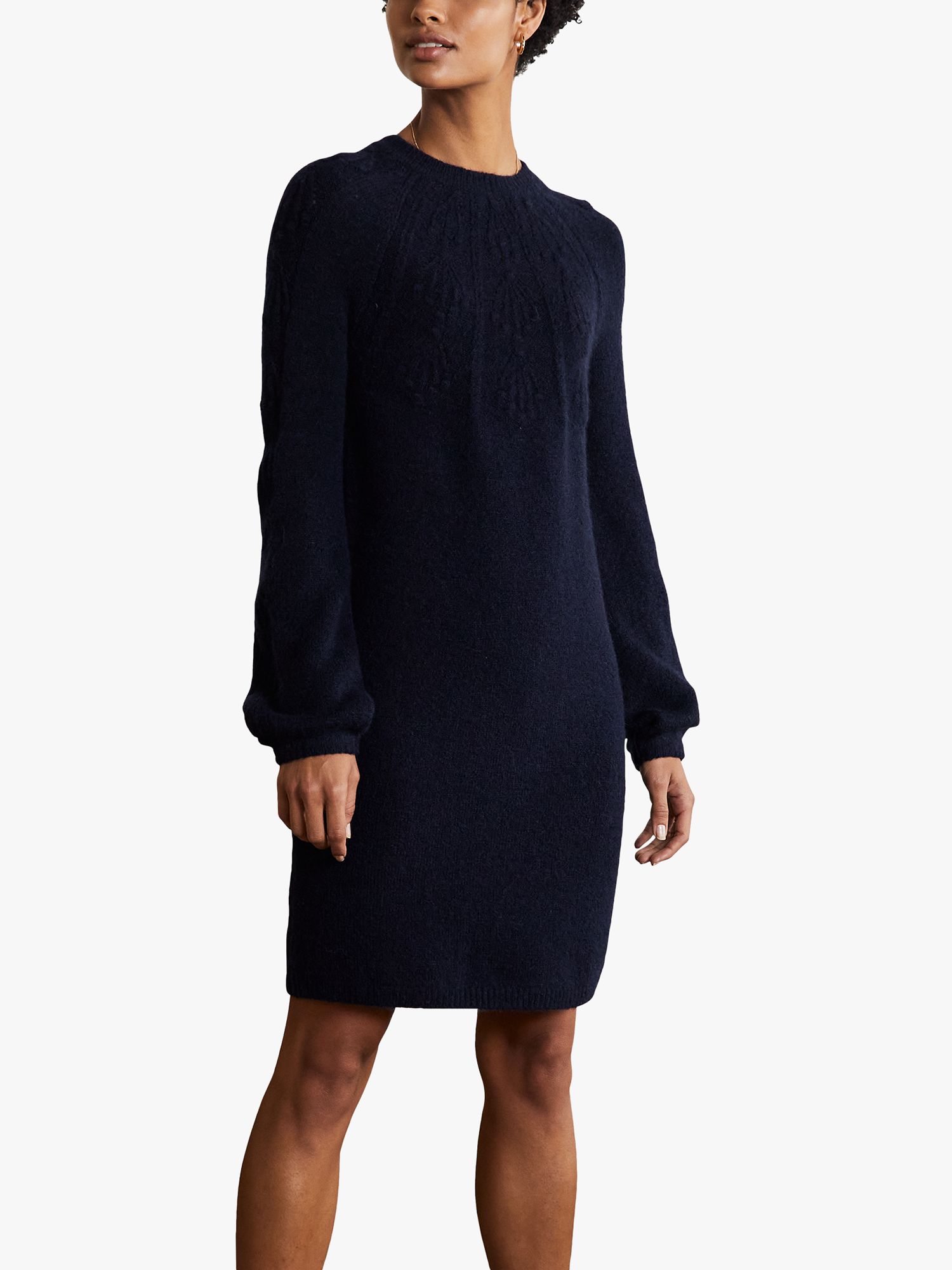 Boden Cable Knitted Jumper Dress, Navy ...
