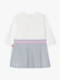 Billieblush Baby Pleated Skirt Dress, White/Grey