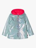 Billieblush Kids' Holographic Logo Raincoat, Green