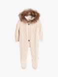 The Little Tailor Kids' Knitted Faux Fur Hood Romper, Pink