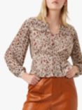 French Connection Alison Floral Top, Cream/Multi