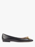 L.K.Bennett Charlotte Leather Snaffle-Detail Flats, Black