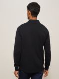 John Lewis Supima Cotton Long Sleeve Jersey Polo Shirt, Black