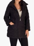chesca Squiggle Embroidered Quilted Coat, Black