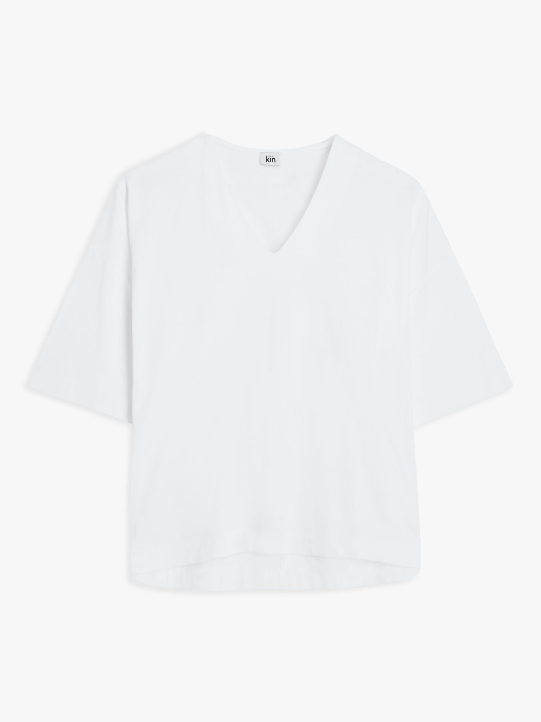 Kin Plain Oversized V-Neck T-Shirt, White