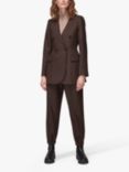 Whistles Savine Collarless Tailored Jacket, Chocolate