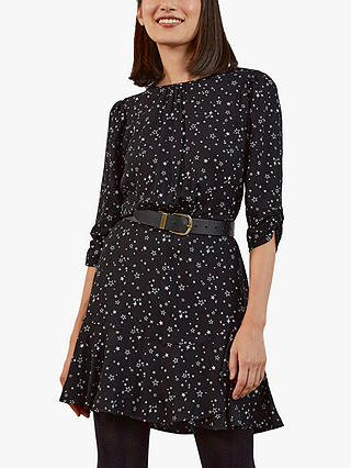 Baukjen Isabella Star Print Ruffle Detail Mini Dress, Black
