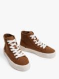 Mango Kids' Liverpool Canvas & Leather Lace Up Trainers, Pastel Brown
