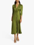 Ghost Madison Satin Maxi Dress, Olive