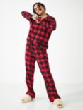 HUSH Charlie Checked Brushed Cotton Pyjama Set, Red/Black