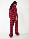 HUSH Charlie Checked Brushed Cotton Pyjama Set, Red/Black