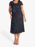 chesca Lily Beaded Layered Dress, Pewter