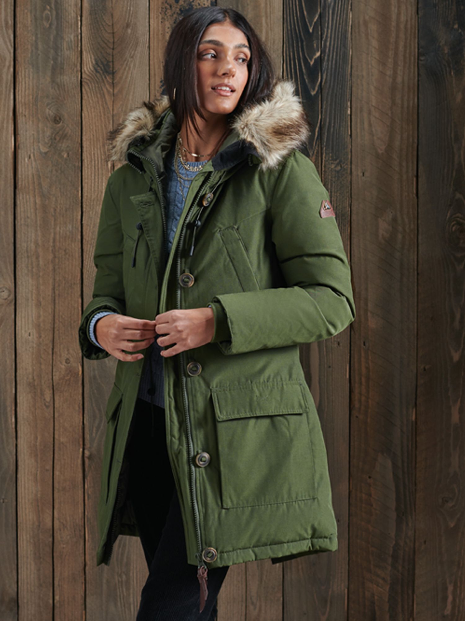 slachtoffer wazig Glans Superdry Rookie Down Parka, Rifle Green at John Lewis & Partners