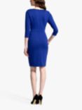 HotSquash 50s Silky Trimmed Button Wiggle Dress, Blue/Multi