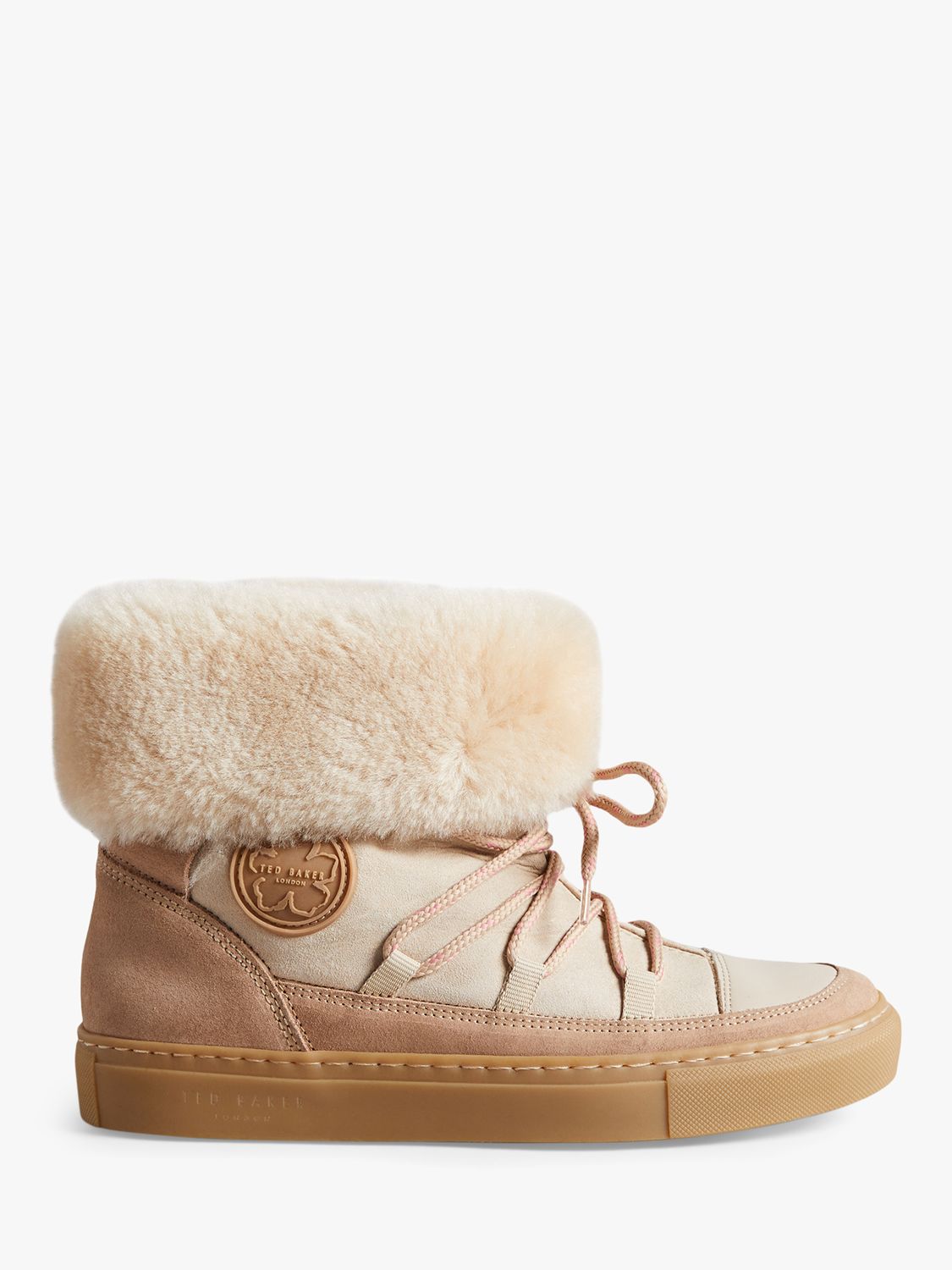 Ted Baker Izaya Suede Lace Up Ankle Boots, Natural