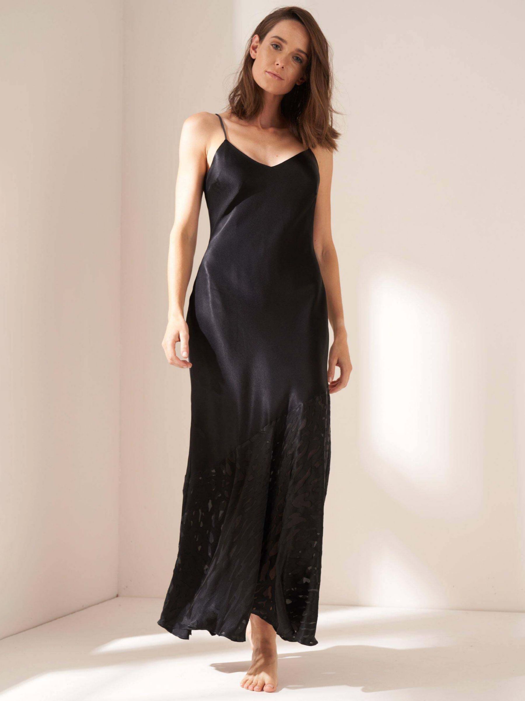 Truly Burnout Slip Maxi Dress, Black at John Lewis & Partners