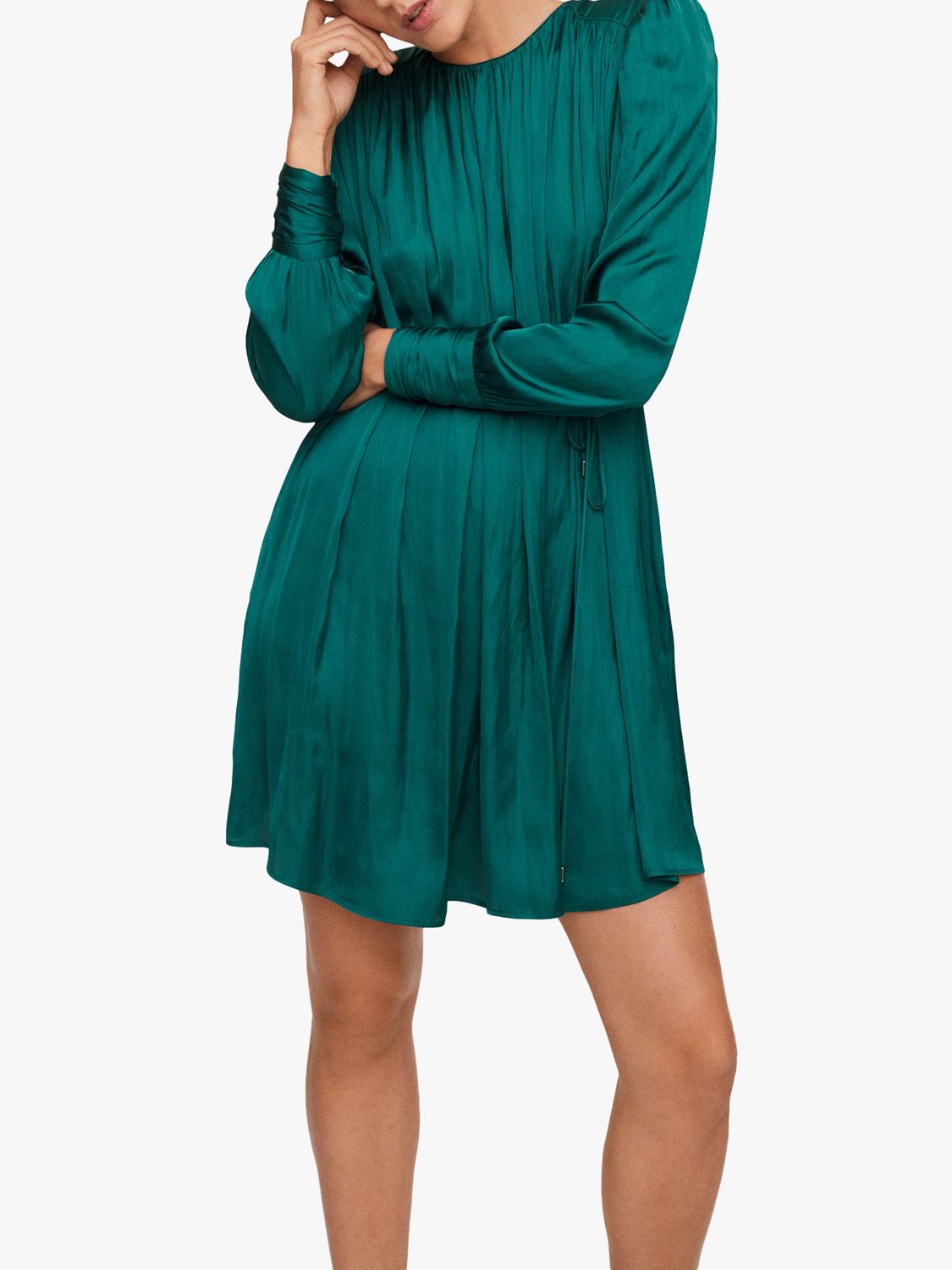 Mango Antonia Satin Mini Dress, Green ...
