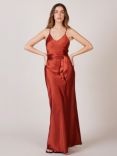 Rewritten Brooklyn Satin Slip Maxi Dress, Burnt Orange