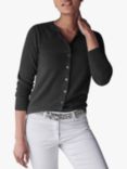 Pure Collection Crew Neck Cashmere Cardigan, Black