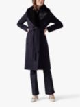 L.K.Bennett Ava Faux Fur Collar Coat, Navy