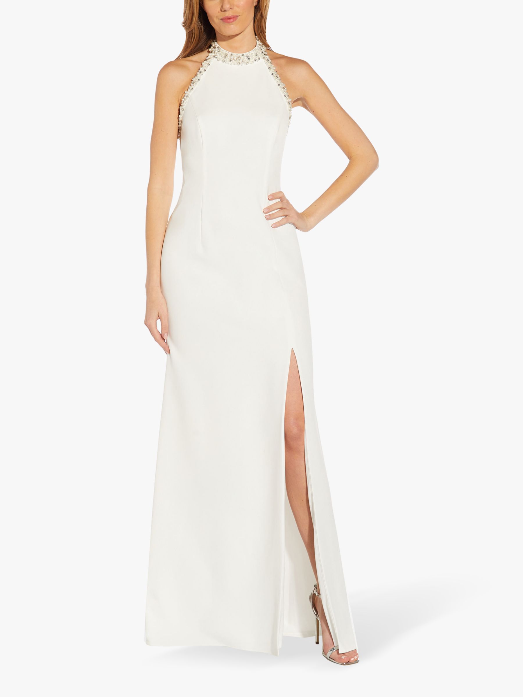 Adrianna Papell Pearl Crepe Halter Neck ...