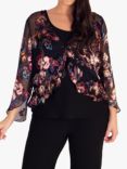 chesca Floral Devoree Shrug, Black/Multi