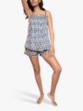 Fable & Eve Chelsea Geometric Cami Shorts Pyjama Set, Blue/Multi
