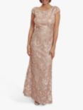 Gina Bacconi Bunty Embroidered Dress, Rose Gold