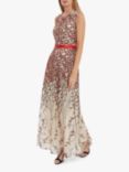 Gina Bacconi Griet Embroidered Maxi Dress, Red/Black