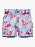 Trotters Kids' Flamingo Swim Shorts, Blue